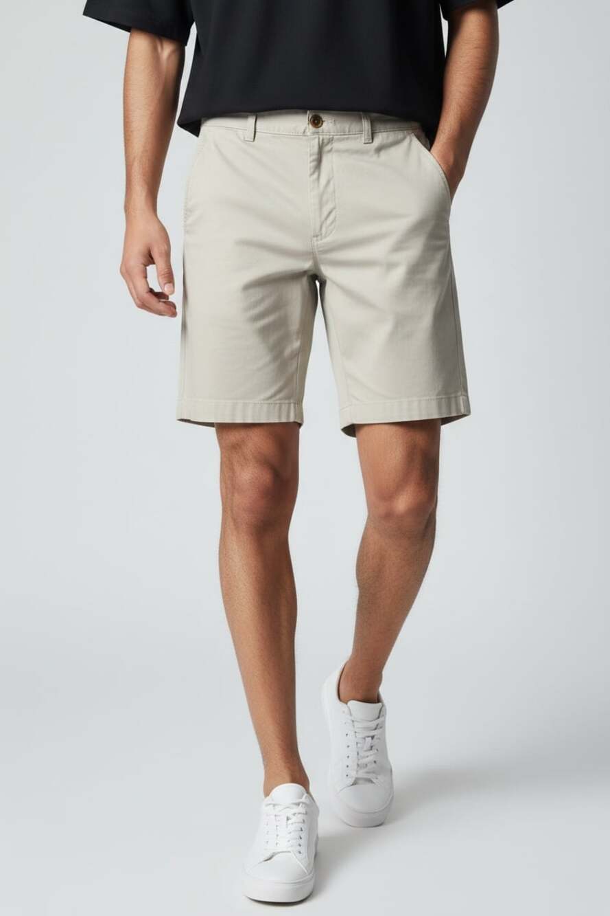 Club Room Men's Flat Front Chino Shorts Beige Size 32W